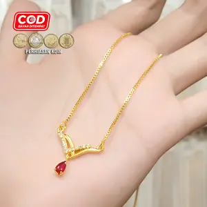 Kalung Xuping Fuji Itali 24k Love Silang Liontin Merah Mewah