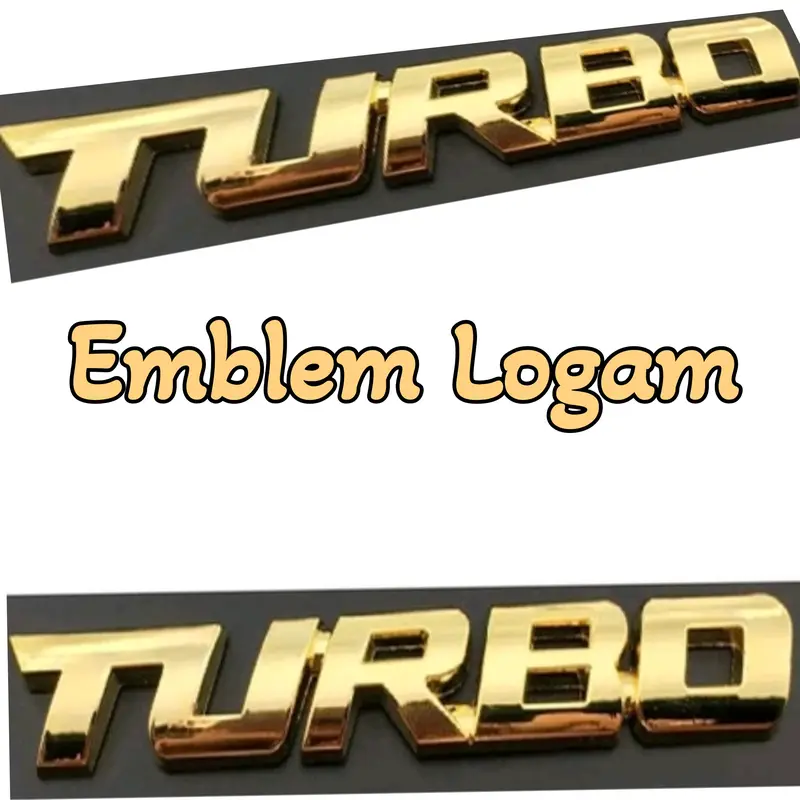 Emblem full logam tulisan turbo mobil/motor Car Kendaraan 1