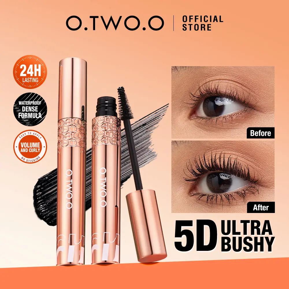 [MY] O.TWO.O,Maskara Volumizing 5D Ultra Lebat dan Penjepit Bulu Mata,  Memanjangkan Bulu Mata Kalis Noda, Tahan  Lama