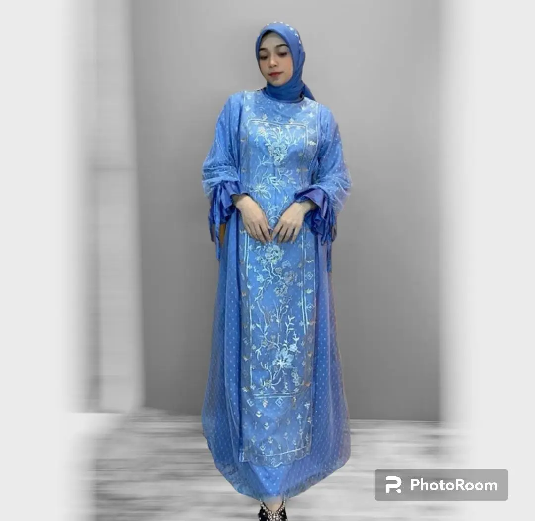 Tamara Gamis Lebaran 2025 Satin Brukat Tile Dot  Muslim Lebaran Kondangan Bunga Hitam Dress Mewah Trending Motif