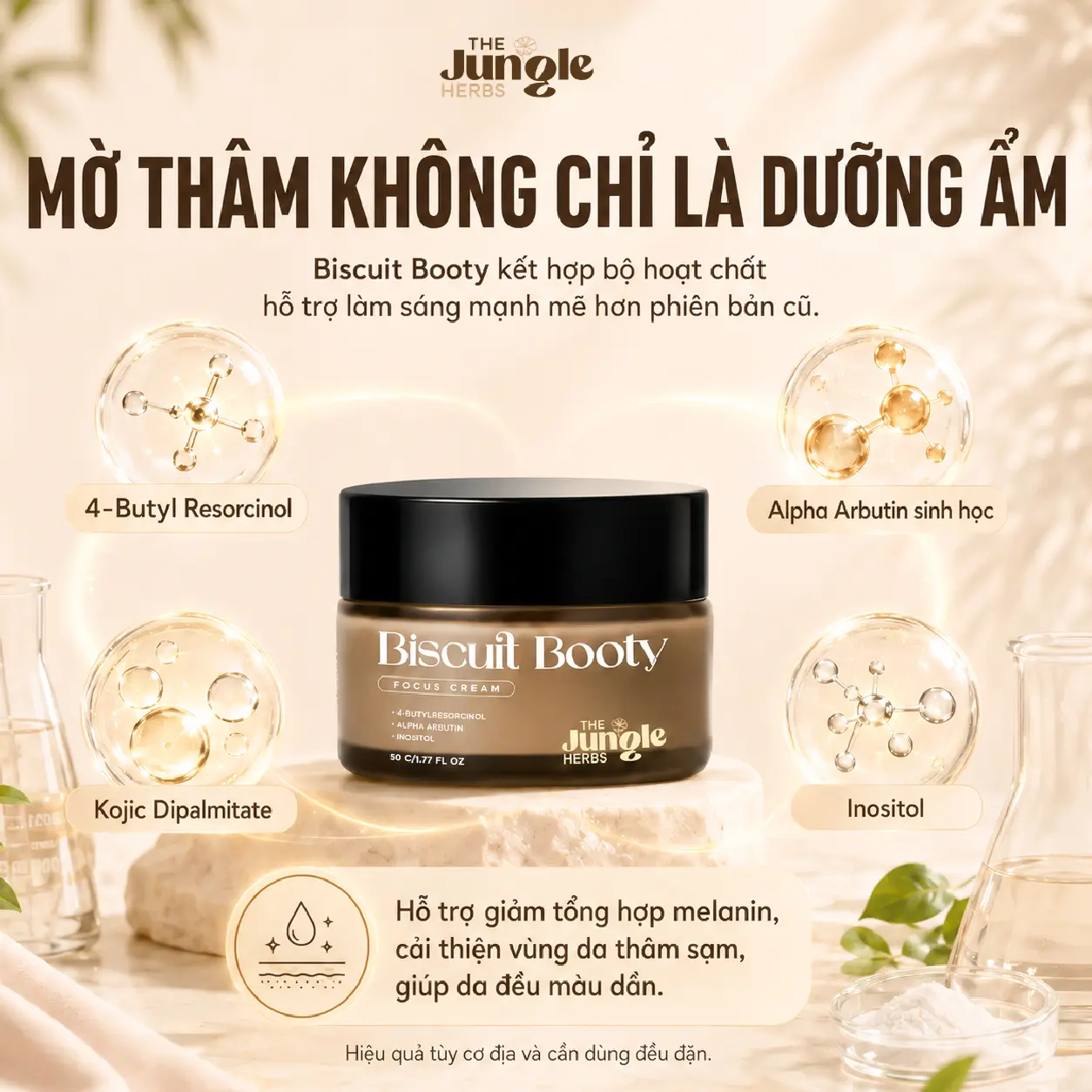 Kem hỗ trợ mờ THÂM, giảm MỤN vòng 3, nách, bẹn, giảm CHAI SẦN, giúp da MỀM MỊN Biscuit Booty - THE JUNGLE HERBS [CÓ CHE TÊN] | BigBuy360 - bigbuy360.vn