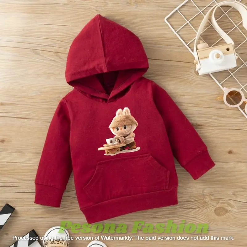 Hodie anak usia 1-12 tahun Hoodie anak cewek cowok  bahan fleece motif viral laabuubu 5