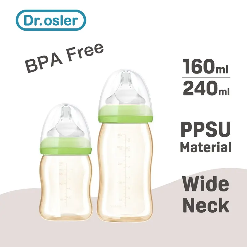 Dr.osler Gen 2 160ml 240ml Botol Susu PPSU Wide Neck PPSU Botol Susu Bayi 0 6 bulan BPS01 botol  sedotan Bottle 1