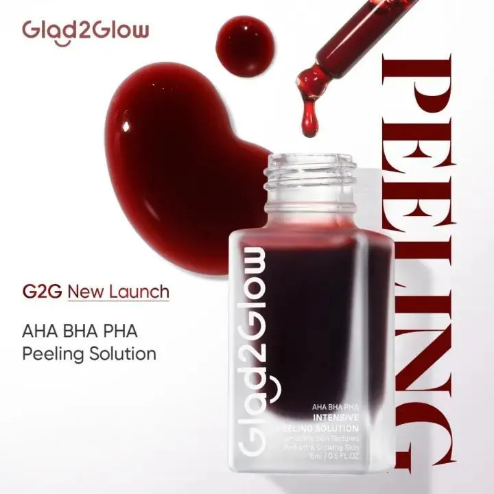 [2 botol]Glad2Glow Peeling Solution AHA BHA PHA INTENSIVE Serum 15ml Mencerahkan dan Melembutkan Kulit - Pencerah, Exfoliating 1