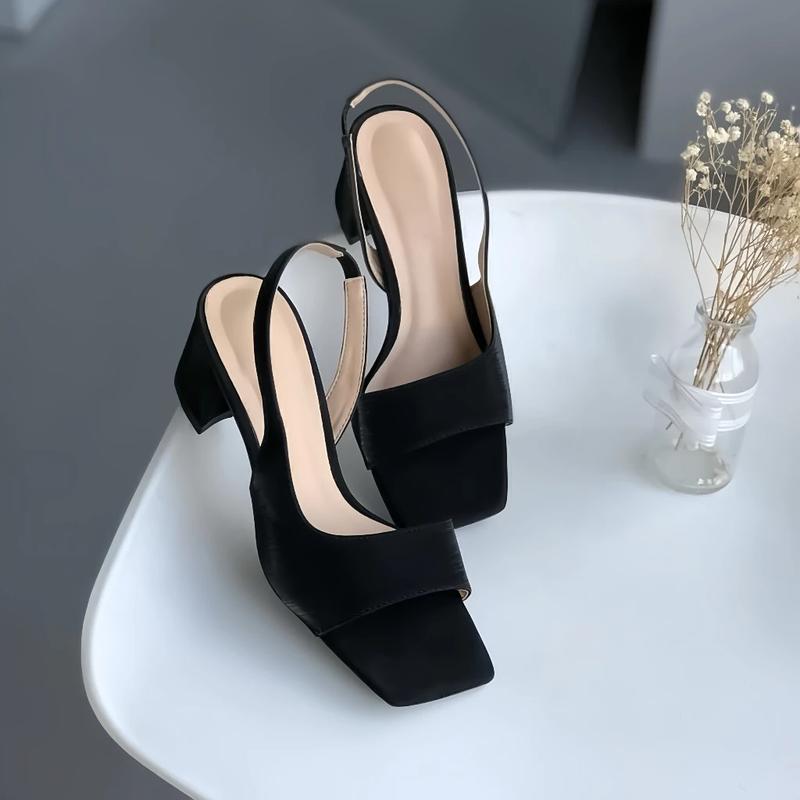 Giày DéP sandal cao gót hở mũi gót vuông 5P 4 màu Xinh Xắn và tôn dáng Giày Bánh Bèo mã SDXuoc Shoes