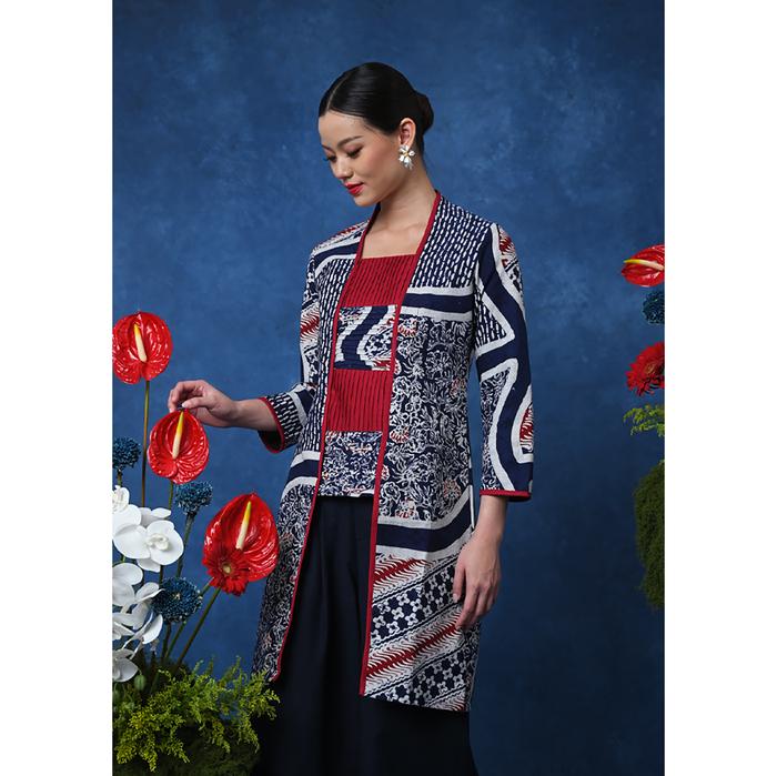 Gambar NONA RARA - Tunik Aling Dobi T4872, Baju kerja batik blouse wanita modern - XL dari Nona Rara Batik Kota Administrasi Jakarta Timur Tokopedia