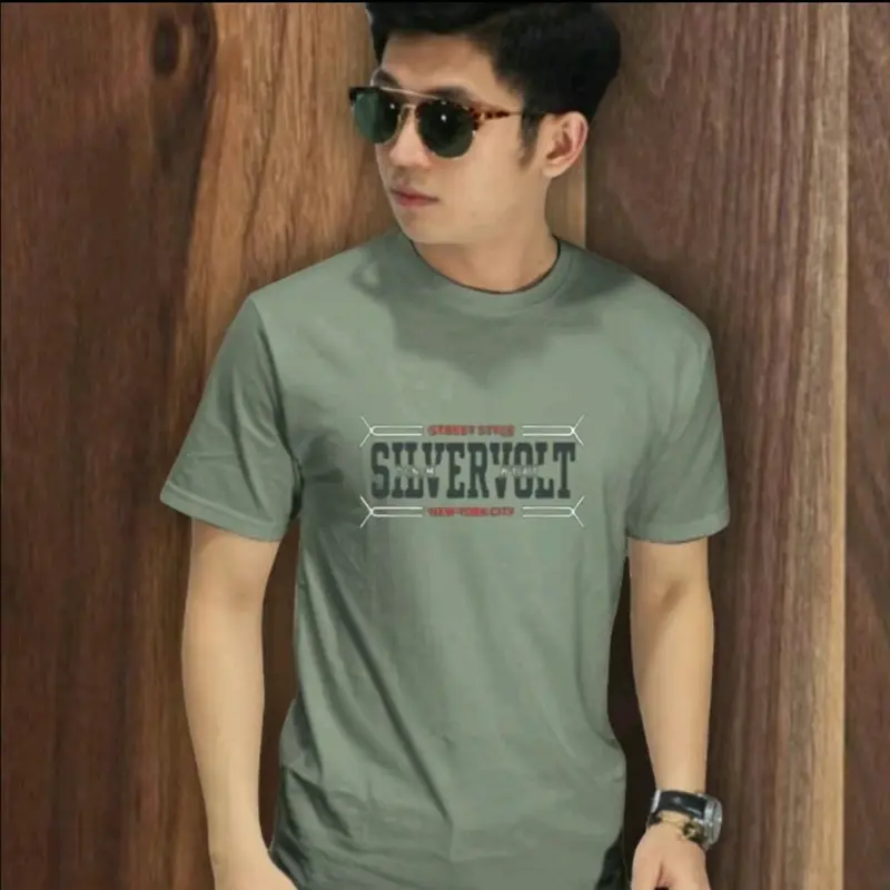 Kaos distro pria lengan pendek hijau sage original silvervolt Sablon premium 1