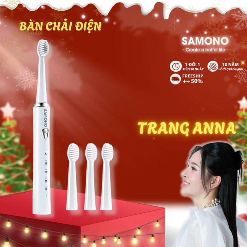   TRANG ANNA   Bàn chải điện Samono SW-ET01 5 chế độ đánh răng 4 đầu bàn chải thay thế mềm mại IPX7 chống nước thời gian đánh răng khoa học,bàn chải điện cho người lớn và trẻ em bảo hành 1 năm Nữ 