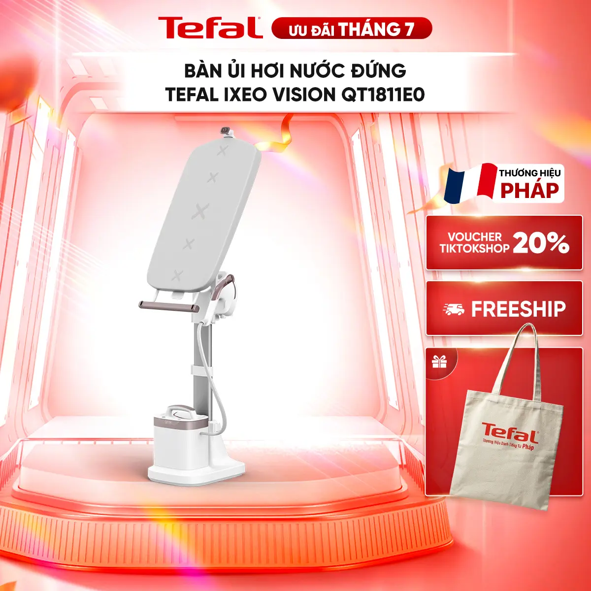 Bàn ủi hơi nước đứng Tefal IXEO Vision QT1811E0