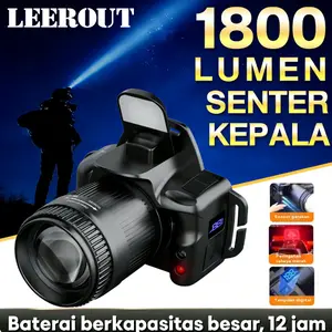 LEEROUT Kecerahan tinggi Senter Kepala LED Laser ZoomMMallRotary 1500 Lumen 2 Baterai Jangkau panjang 80w 6 Mode WaterproofIPX6 HS-U8