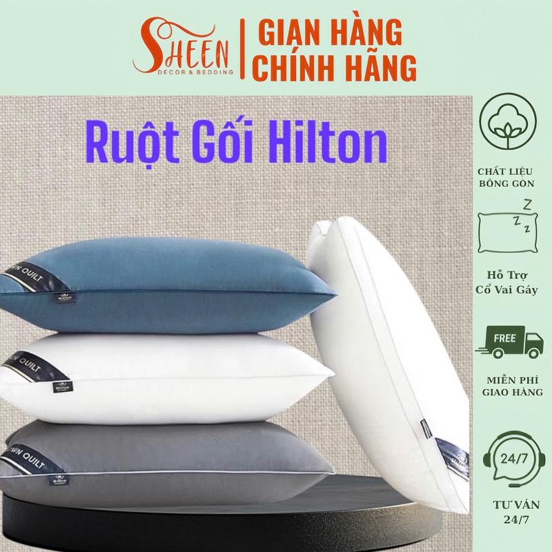 Combo 2 gối Pillow Hilton khách sạn mềm mịn thoáng mát kích thước 45x65cm lõi bông gòn trắng
