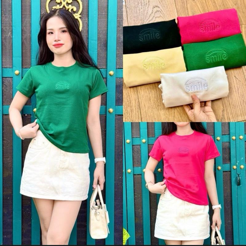 Áo Thun babytee thêu chữ smile cao cấp chất BORIP COTTON Xịn đủ size nhiều màu M189