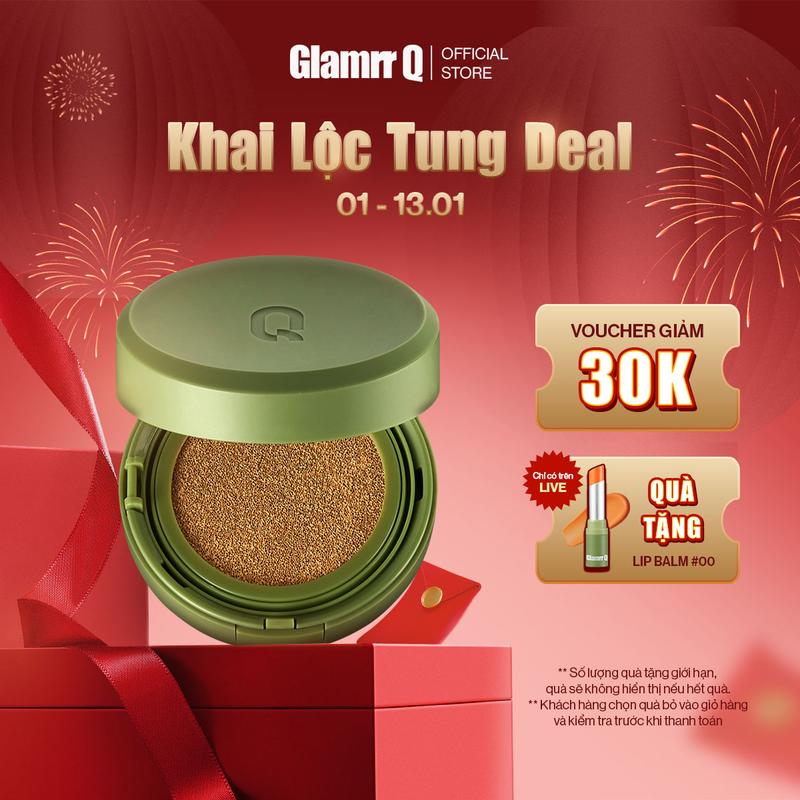   KHAI LỘC TUNG DEAL  Phấn Nước Che Phủ Kiểm soát dầu GLAMRR Q Vegan Super Cover Cushion SPF50+ PA+++  1 Lõi X 15g  Cosmetic Mỹ Phẩm Trang Điểm Nữ 
