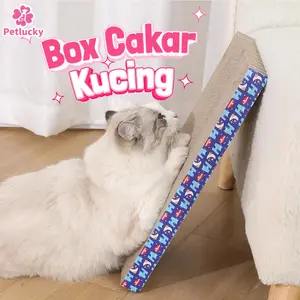 Petlucky Box Cakar Kucing Bahan Corrugated Board Mainan Garuk Pengasah Kuku untuk Kesehatan Kuku Kucing