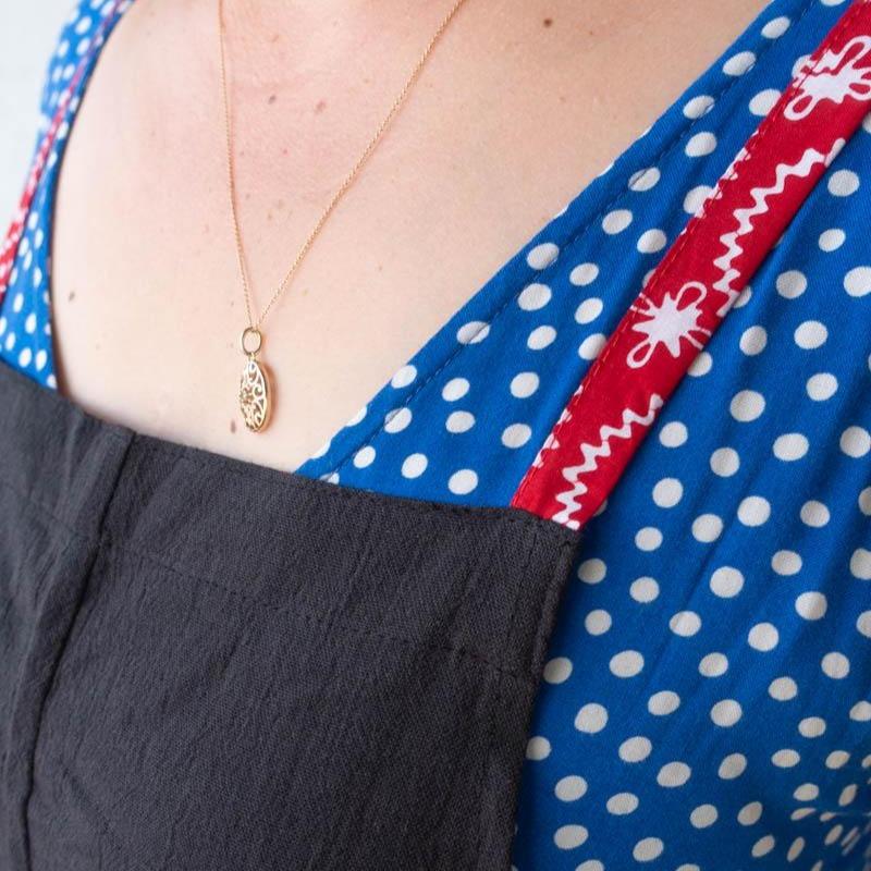 Linen apron masak (Hitam) 2