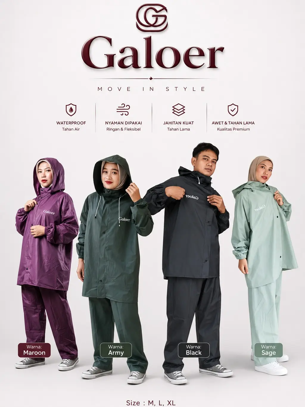 Jas Hujan Galoer Anti Rembes Bahan PVC Tebal