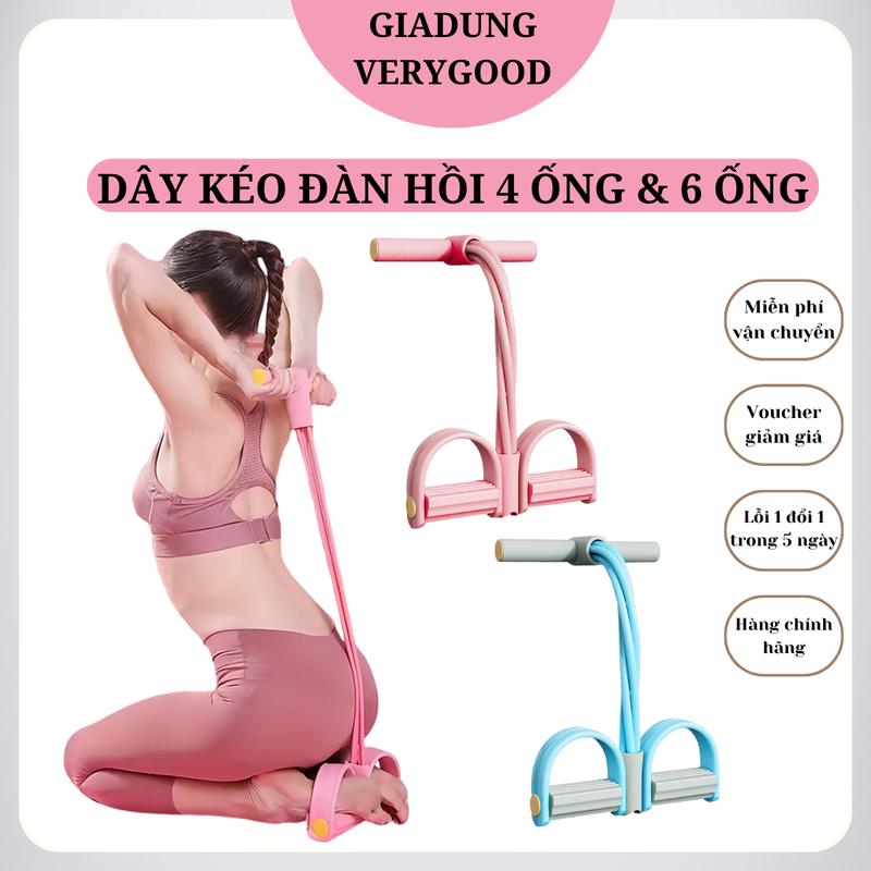 Dây Tập Thể Dục- Dây Kéo Đàn Hồi Kháng Lực 4 ống, 6 ống Dây kháng lực Dây tập cơ bụng tại nhà,Tập Gym, Tập Yoga Dây Kháng Lực Tập Cơ Tay Cao Su