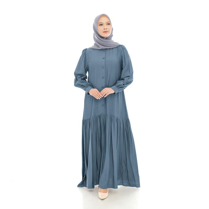Product Introduction of Dress Lunna Dress Mahaira Premium Bahan Polo Linen Katun Premium Dress Wanita Muslim Dewasa Mewah  Pesta Elegant Gamis Kondangan Gaun Hitam Rayon Midi Navy Remaja Panjang Crinkle Basic Airflow 1