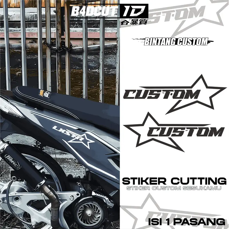 Stiker Custom Bebas Request Nama Bentuk Bintang Viral Keren Cutting Bukan Sticker printcut Anti Air Motorcycle 0