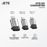 Gambar OTG JETE OX Converter Adapter USB Micro Type C Lightning Male To Type C Female Connector Fast Charging Transfer Data 480mbps - OTG JETE OX USB to Type C dari Doran Gadget Official Kota Administrasi Jakarta Pusat 1 Tokopedia