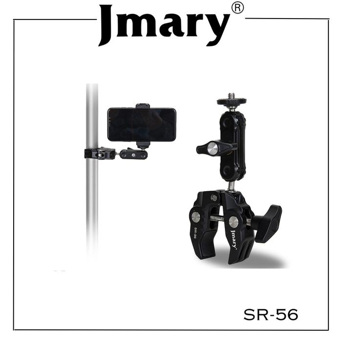 Gambar Jmary SR-56 Aluminum Super Clamp Bracket Pipe Holder Action Cam Phone Camera Kamera Led dari Metoocel Kota Surabaya Tokopedia