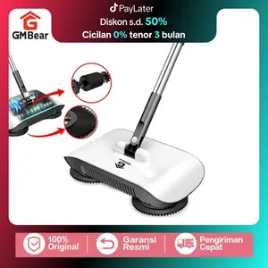 [COD]GM Bear Sapu Lantai Sapu Otomatis  1085 Viral dapat Berputar 180 derajat Hitam Pembersih