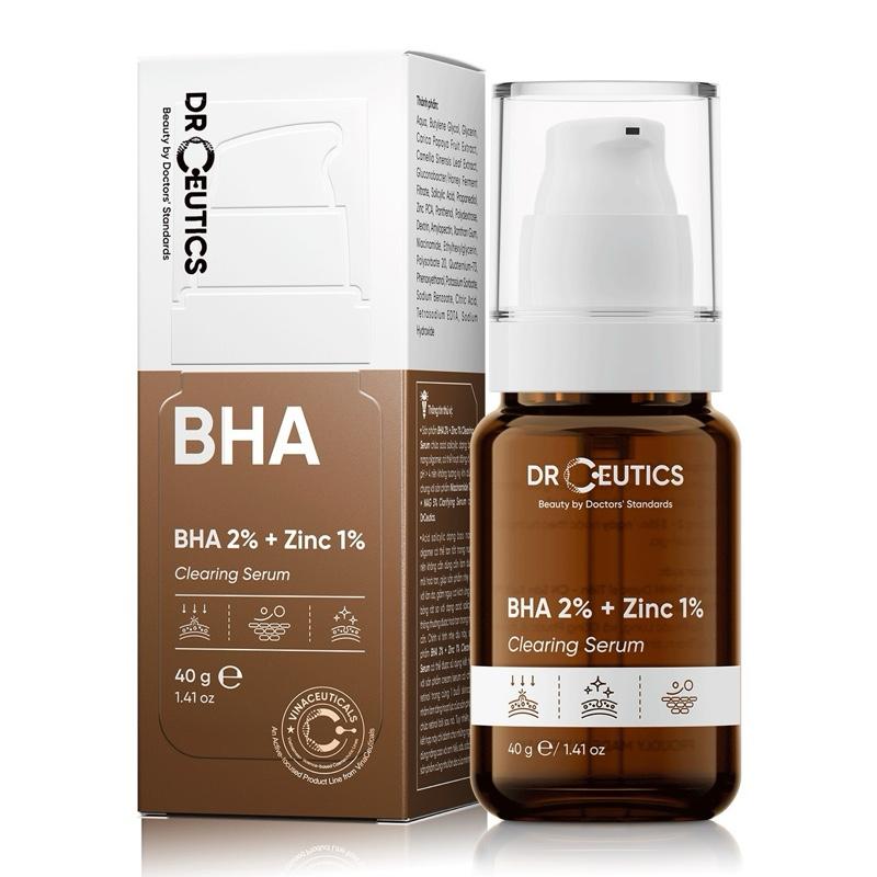 DRCEUTICS Serum Kẽm BHA 2% + Zinc PCA 1% DrCeutics giảm mụn và giảm tiết dầu 40g