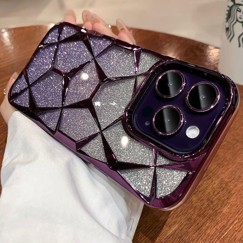 Case Glitter Luxury Quicksand Crystal Chrome 2 In 1 Compatible Iphone 7 8 7+ X Xs Xr 11 12 13 14 15 16 Pro Plus Promax Frame Casing CoverRCI278 0