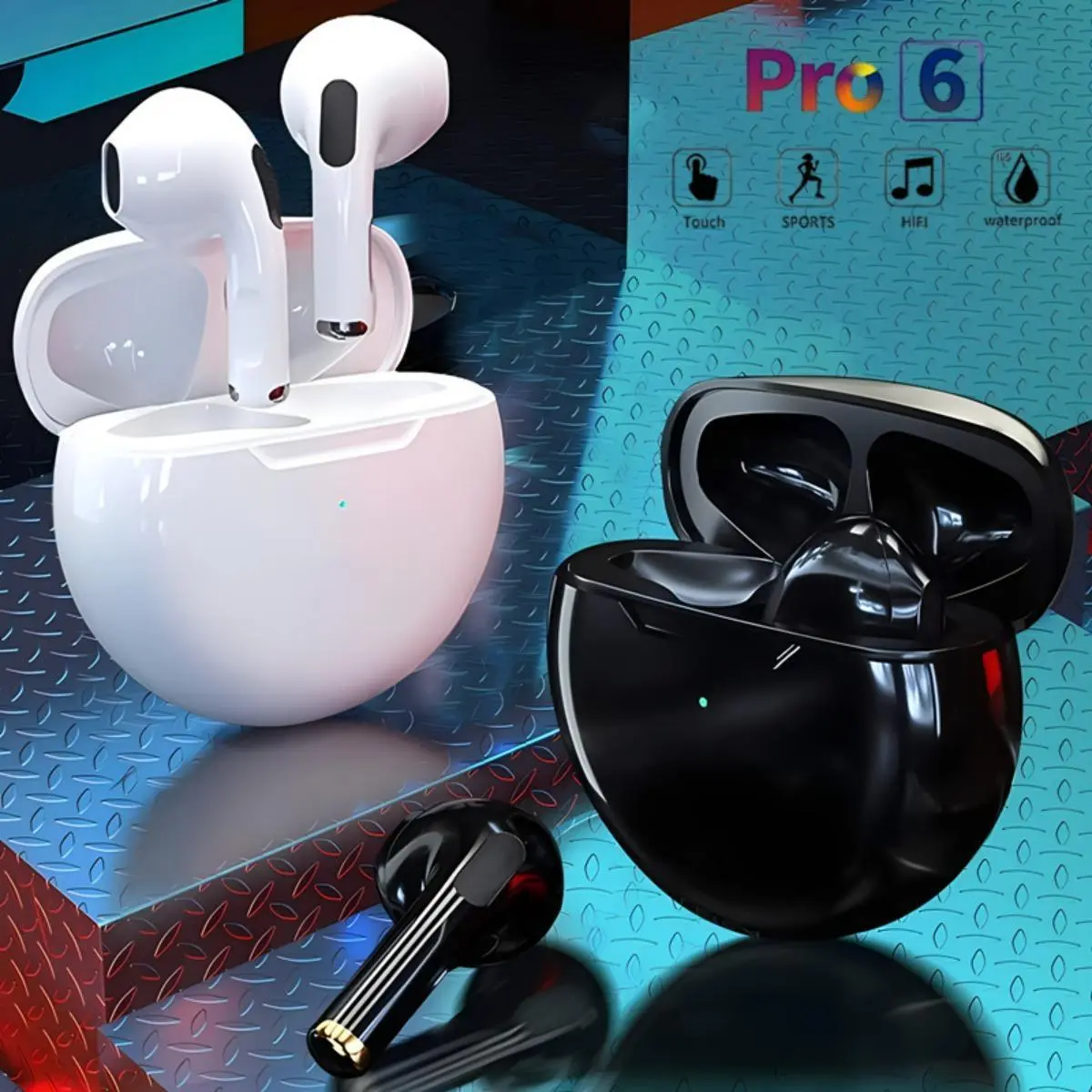 Tai nghe không dây Pro 6 TWS , tai nghe có Mic Fone Bluetooth , tai nghe thể thao, tai nghe Pro6 cho Apple iPhone Xiaomi Huawei, mới