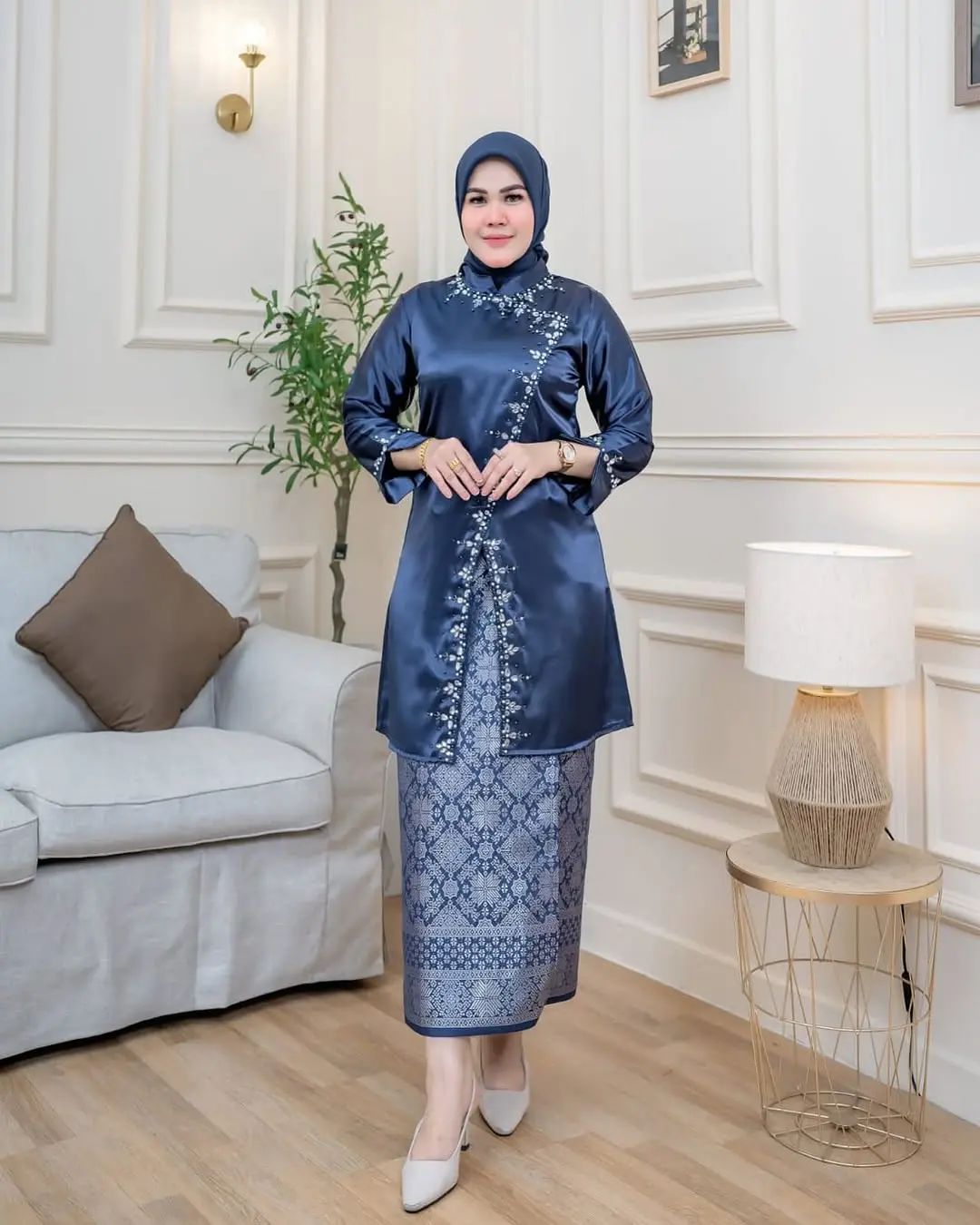 Dhei Store Atasan / Setelan Kebaya Kiki Payet Mutiara Modern Set Kebaya Melayu / Kebaya Wisuda Best Seller Kondangan