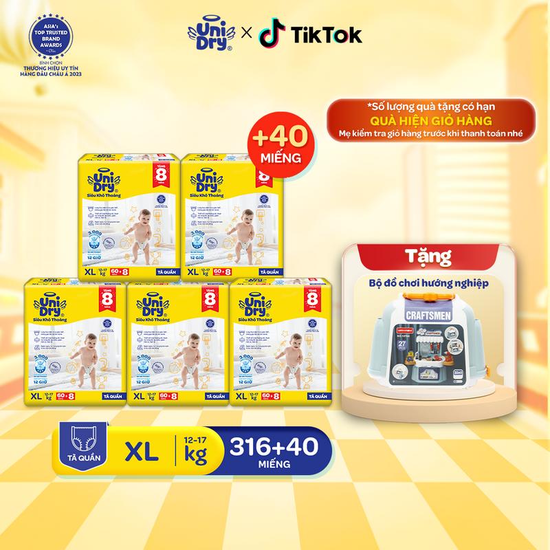 Combo 5 Tã quần UniDry Siêu khô thoáng gói Super Jumbo mới size M/L/XL/XXL