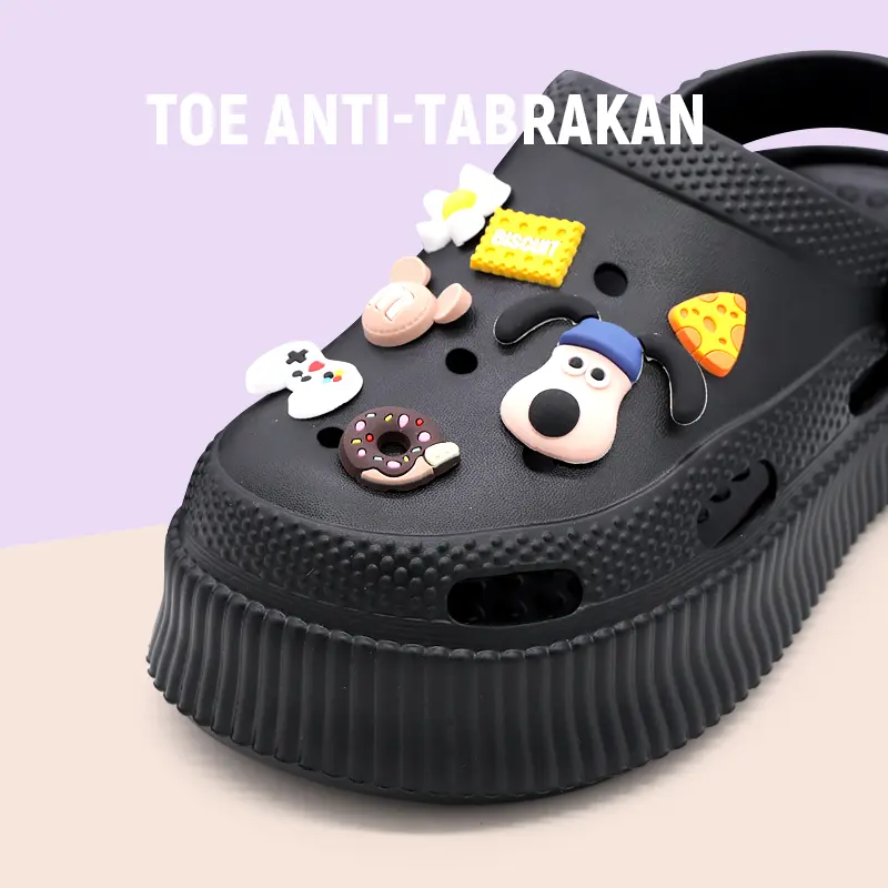 Comanier Sandal Kodok Dewasa Wanita Classic Bae Clog Sepatu Sendal Baim Wedges Platform EVA Square Toe 4