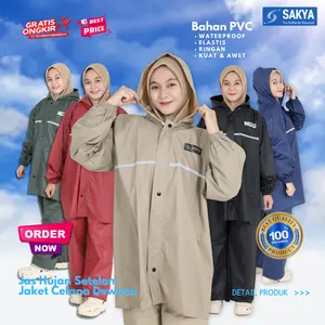 SAKYA Jas Hujan Setelan Dewasa Pria Wanita PVC Tebal Ringan Elastis Waterproof Scotlight Modern Minimalis