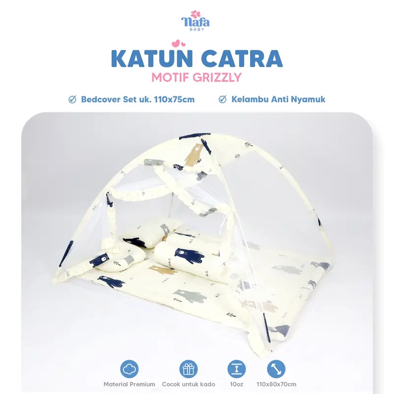 Perlengkapan Tidur Bayi BOBOO BABY Kelambu Tenda Bayi Set Include Bedcover Katun Catra Kasur 4