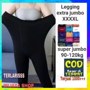 Legging Super Jumbo Panjang Kaos Polos XXXL - 4XL BB 100KG / Legging Wanita Super Jumbo Spandex Kaos Rayon JS09A Fit Melar Tebal Tebal Celana