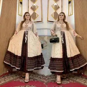 Gamis wanita Hindi Calya, Dada bordir belah katun rayon ld 110 PB 137