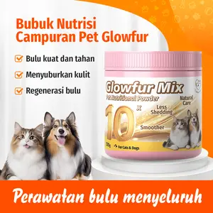 Cassiel Pet Glowfur Mix – multivitamin untuk menutrisi, membantu pertumbuhan bulu sehat, dan mengurangi kerontokan, cocok untuk kucing & anjing, 120g rasa ayam, 70% protein, spirulina, dan minyak ikan
