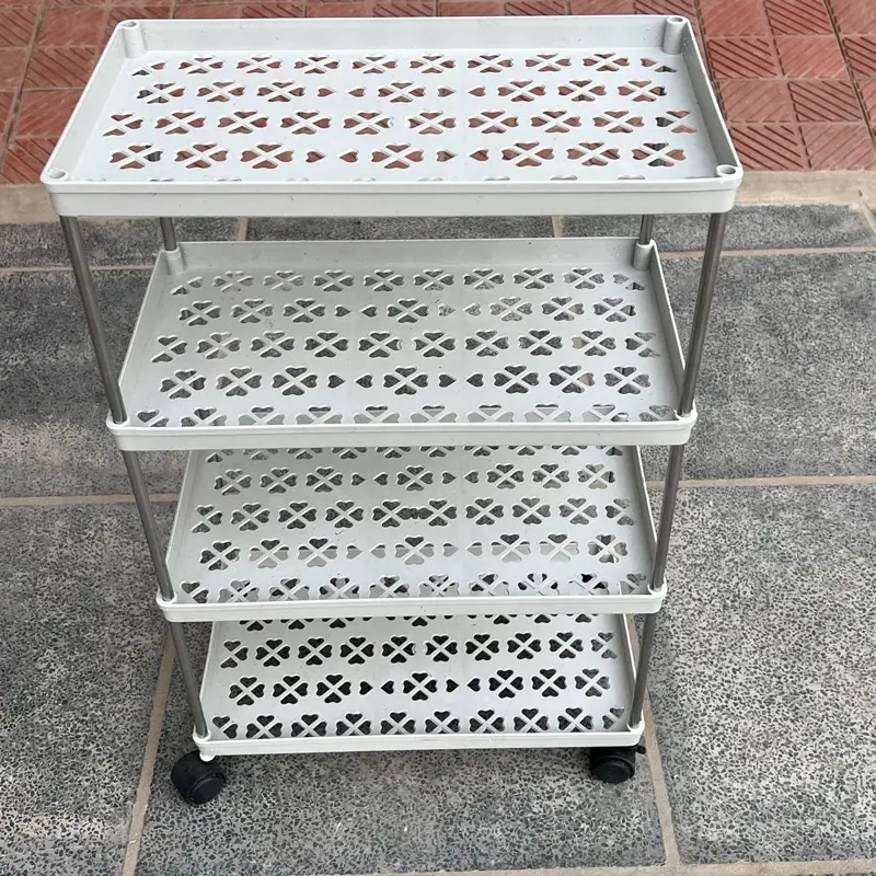 Kệ đựng đồ đa năng 4 tầng có bánh xe đẩy chuyên dụng cho spa, phòng tắm, bếp chất liệu inox cao cấp Kitchen Nhà Bếp
