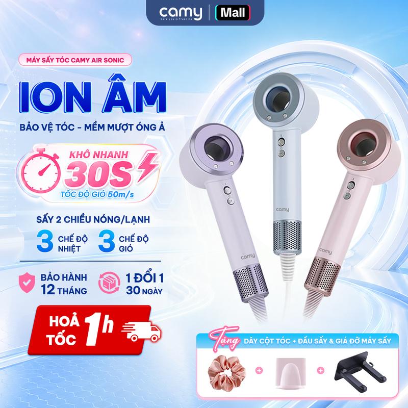 Máy sấy tóc ion âm Camy Air Sonic tốc độ cao 2 chiều nóng lạnh bảo vệ tóc 1500W dây điện 2m7 bảo hành 12 tháng