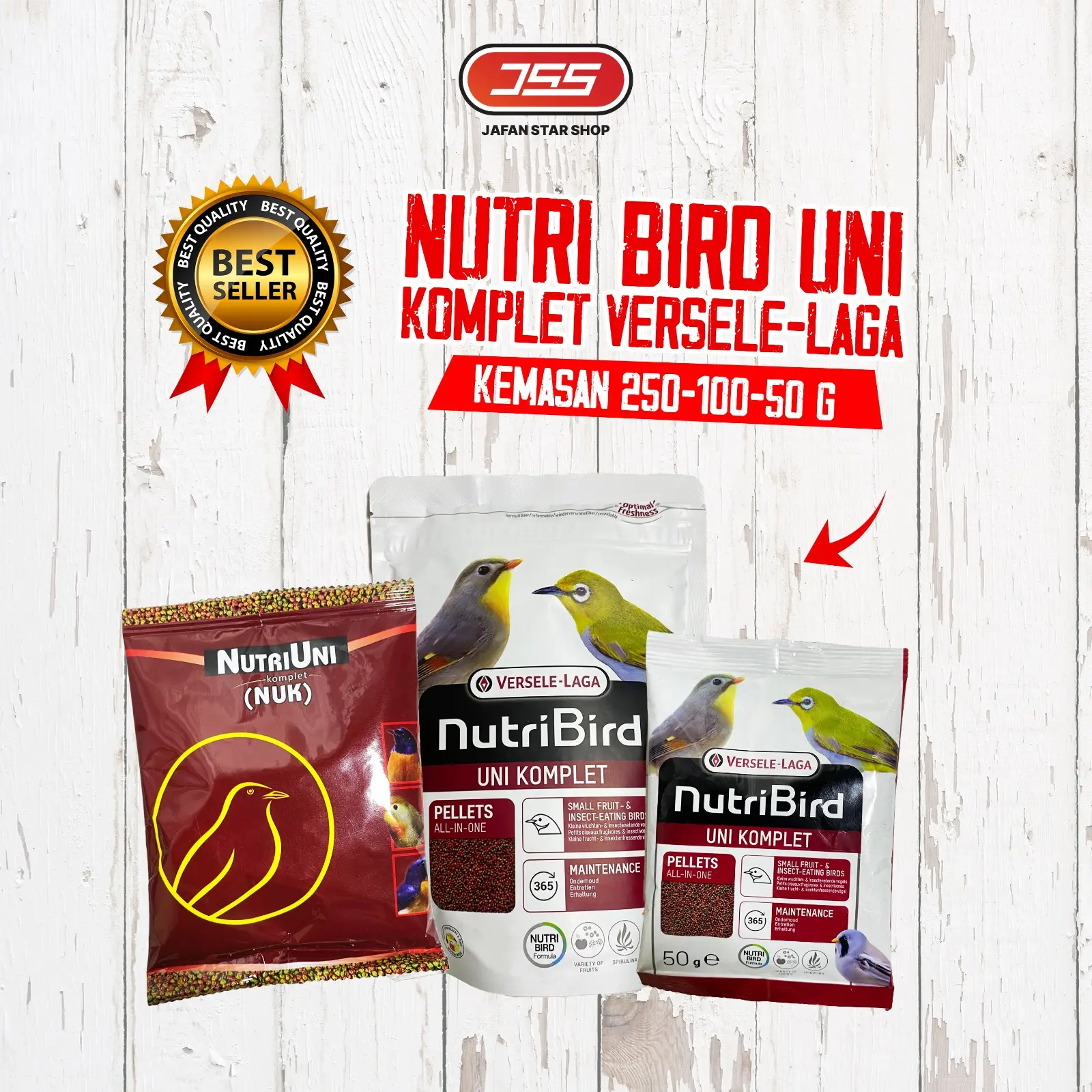 NutriBird Uni komplit Pakan Burung Pleci kemasan 50 gr I 100 gr I 250 gr