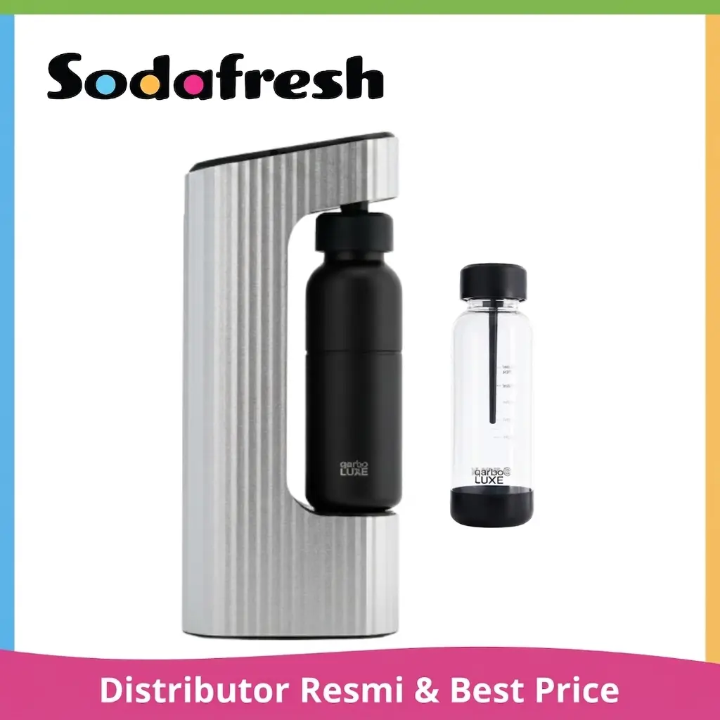 qarbo LUXE Soda Maker with Stainless Steel Bottle (Silver) by Sodafresh