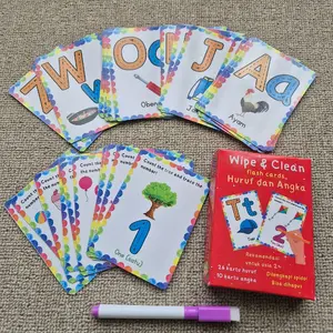 Flash Cards Tema Huruf Abjad dan Angka Wipe n Clean | Assyifa Edutoys flashcard