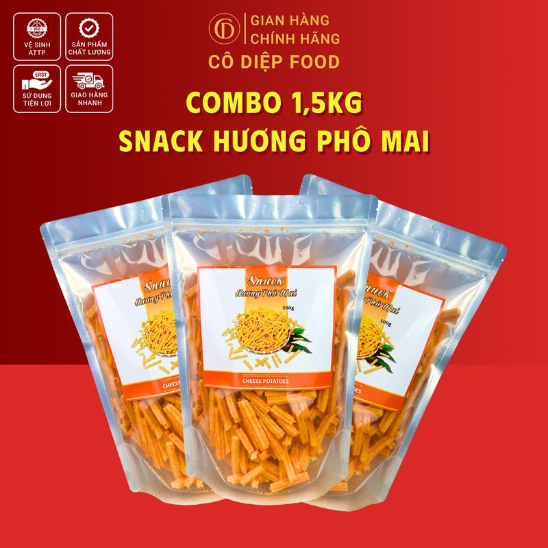 1.5Kg Snack Hương Khoai Tây Ông Phô Mai Khoai Tây Loại 1- Túi 500Gram Cô Diệp Food Đầy Đủ Hồ Sơ Công Bố & Kiểm Nghiệm Sản Phẩm