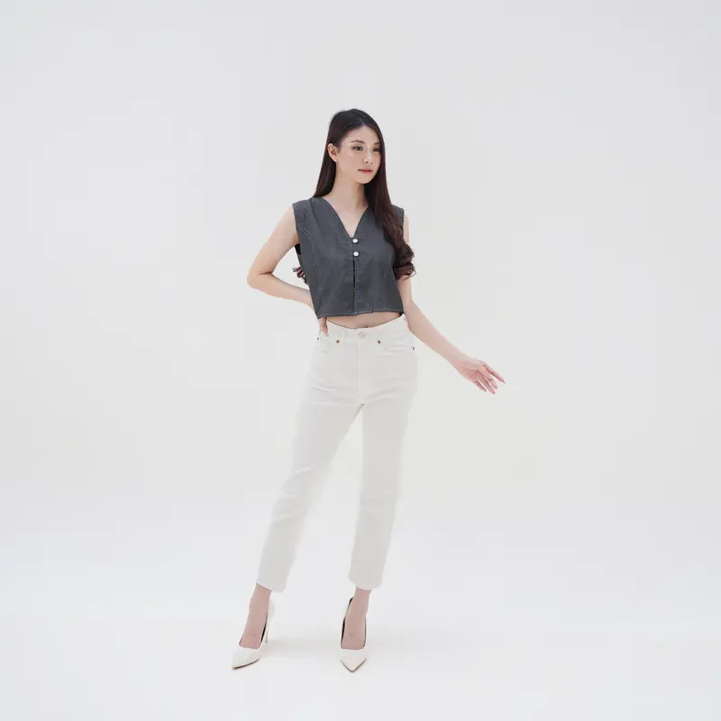 Vest Outer Rompi Wanita Tali Kancing Soft Jeans Bella 2