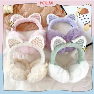 HOW.R.U | Earmuff Lipat Musim Dingin Fluffy ModelTelinga Kucing Anti Dingin / Penutup Telinga untuk Anak dan Dewasa