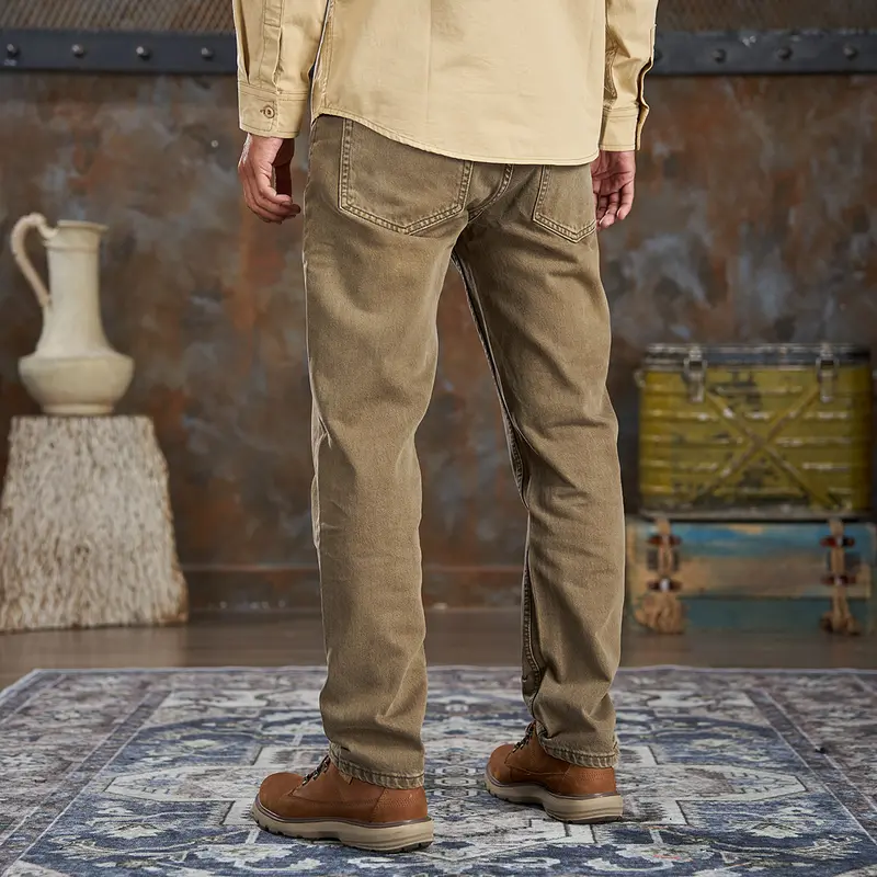 MÃ số 033, Quần Jean Nam, Dáng Hơi Suông, Denim Không Co Giãn, Màu Nâu, Phong Cách Vintage 1
