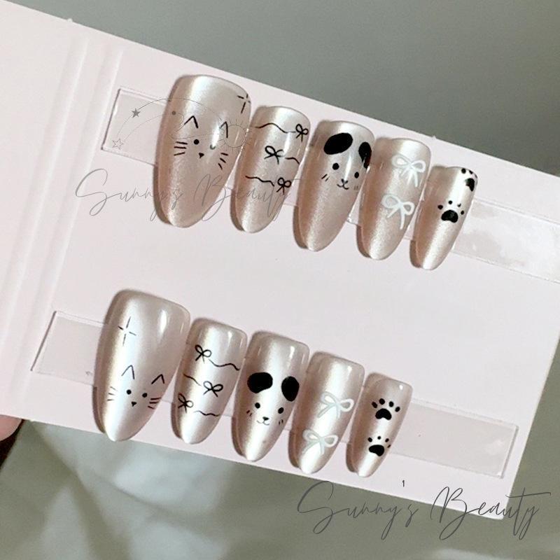 Miếng Dán Móng Tay Mắt Mèo Chất Liệu Nguyên Chất Móng Giả Nghệ Thuật Phụ Kiện Móng Cho Thú Cưng Phiên Bản Hạnh Nhân Tình Yêu Đeo Nhiều Lần Dễ Dán M059 nail box tiểu thư bộ nail giả đồ làm nail