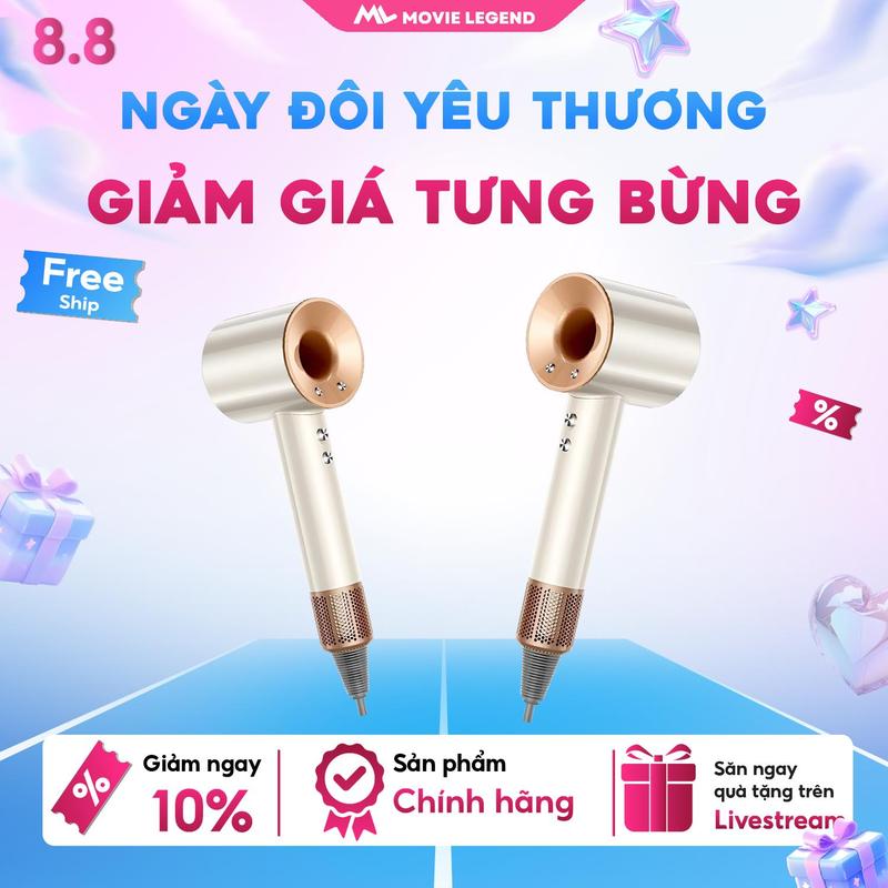 [Deal Độc Quyền DonNguyen] Máy Sấy Tóc 2 Chiều Movie Legend Nóng Lạnh 2200W - 3 Tốc Độ & 4 Mức Nhiệt Độ - Chống Gãy Rụng Tóc - Bảo Hành 12 Tháng - SG HCM