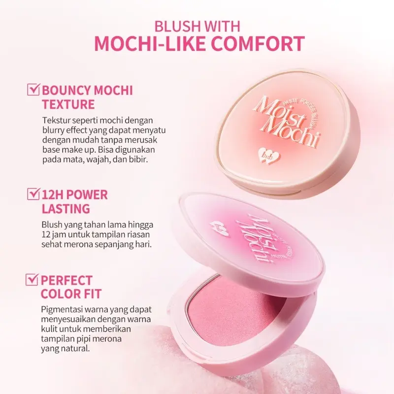 BNB barenbliss Moist Mochi Paste Powder Blush [12H Lasting Color] 1