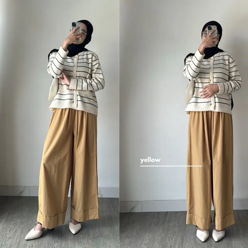 WIDIE WIDE LEG PANTS by Leody || kode (1699) ||celana wanita panjang kulot katun 5